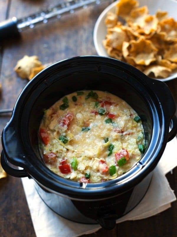 Skinny Crab and Artichoke Dip - just 75 calories for this creamy, delicious appetizer! | pinchofyum.com