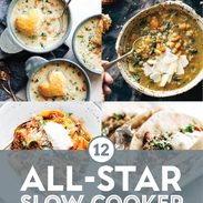 Slow cooker recipes in a collage.