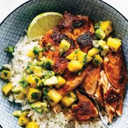 BBQ Salmon with mango salsa pin.