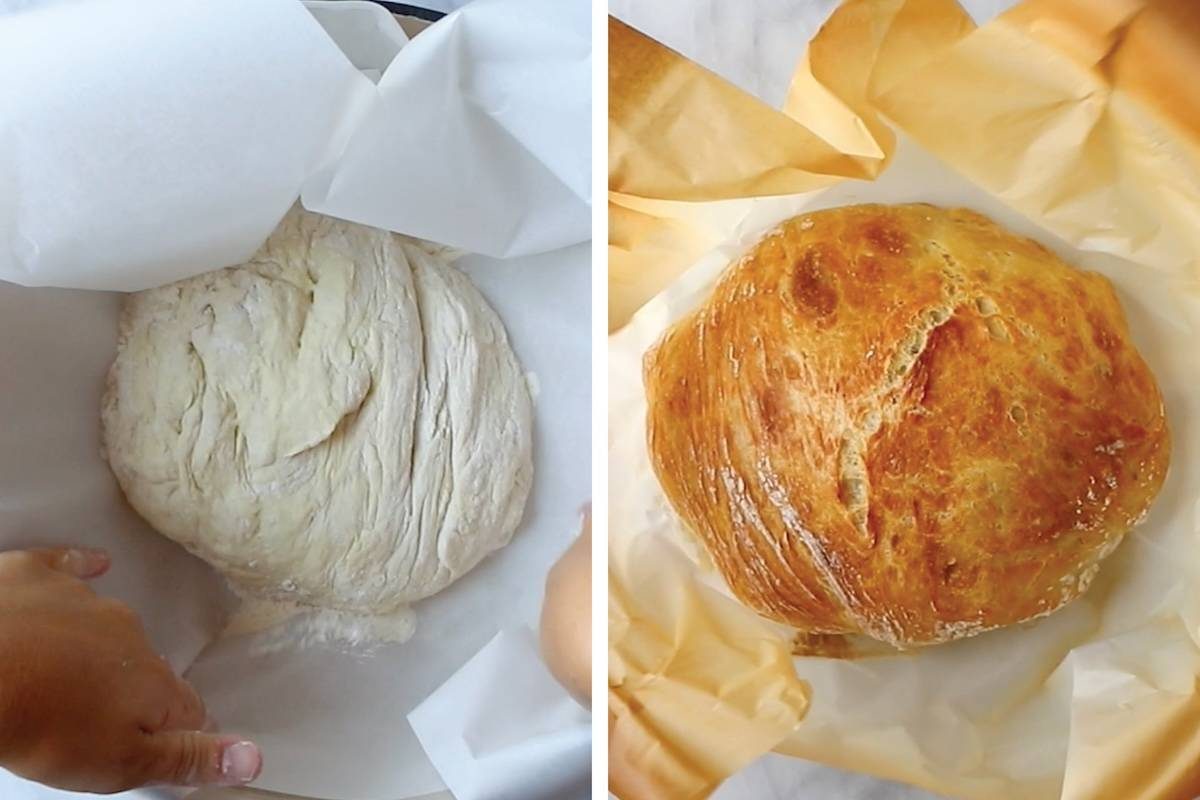 Baking bread in a dutch oven,
