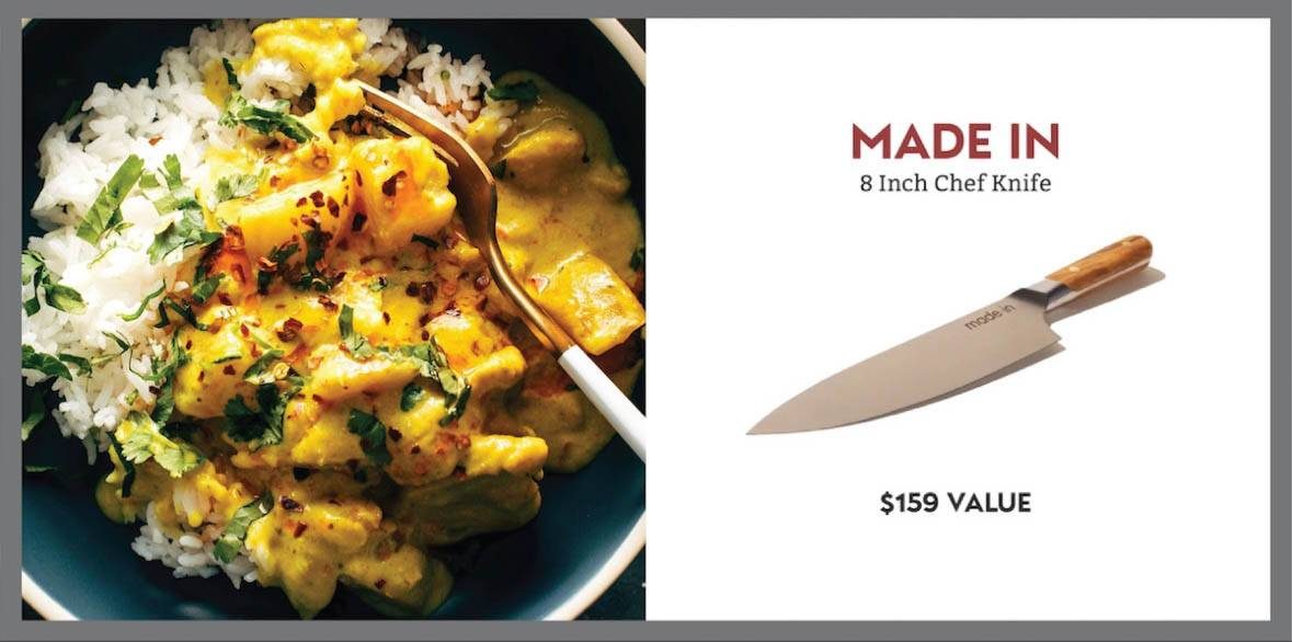 Made In knife with yellow curry.