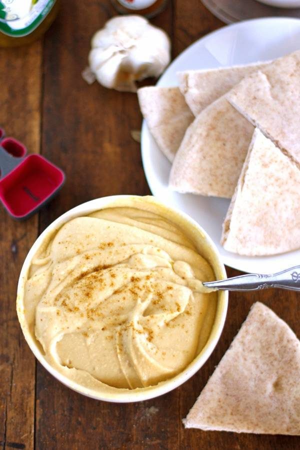 Hummus and pita chips.