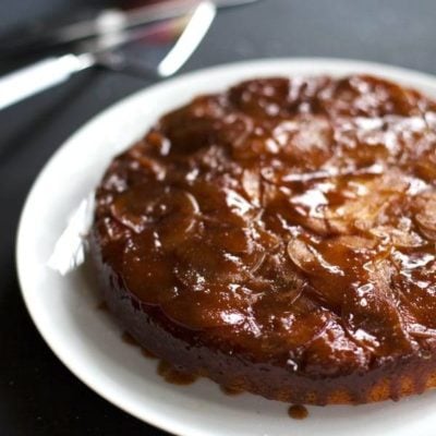 Salted Caramel Apple Upside Down Cake - Pinch of Yum