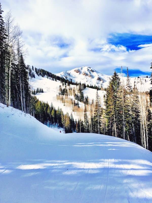 Snowy mountain view.