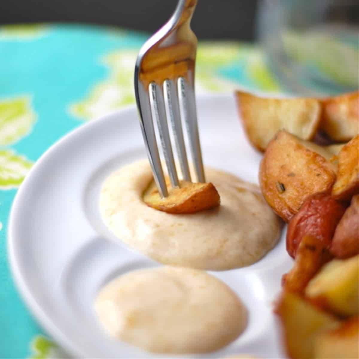 Maple fig sauce is made with maple syrup and fig preserves and served with simple roasted potatoes.